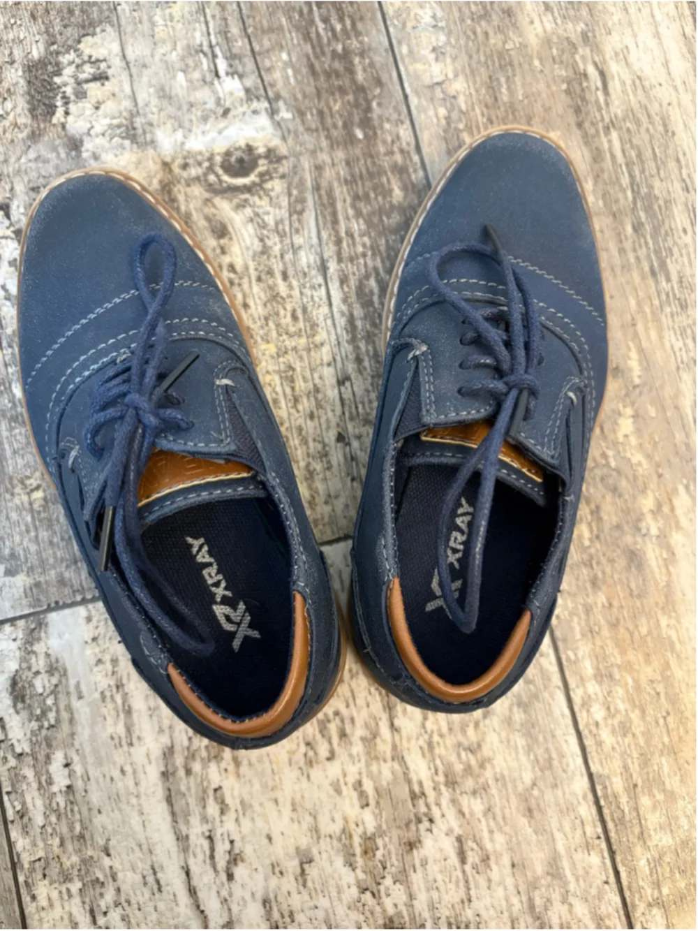 Xray Footwear Boys Navy Lace-Up Oxford Dress Shoes Size 12